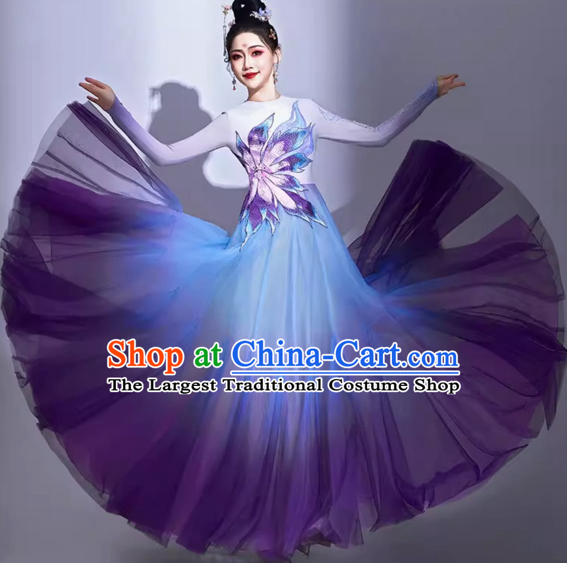Opening Dance Classical Dance Costume Women Elegant Chinese Style Dance Purple Dress Umbrella Dance Clothing
