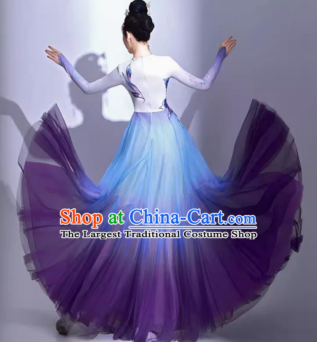 Opening Dance Classical Dance Costume Women Elegant Chinese Style Dance Purple Dress Umbrella Dance Clothing