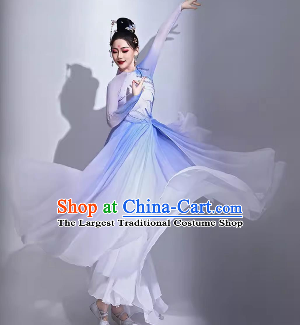 Qing Feng Yan Yu Opening Dance Flaring Dress Chinese Stage Performance Clothing Women Elegant Classical Dance Costume