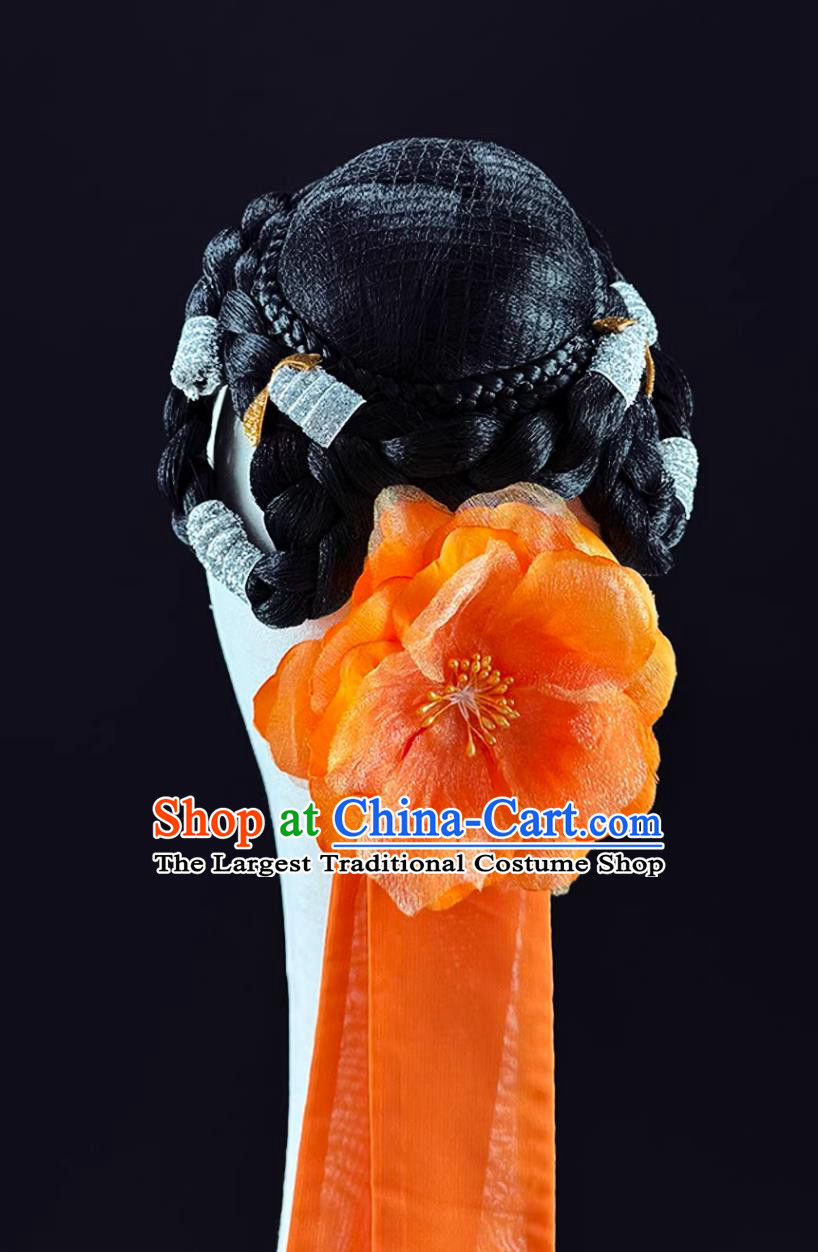 Female Group Dance Headwear Flower Falling Beauty Dance Headdress Ethnic Stage Performance Wig Headpiece