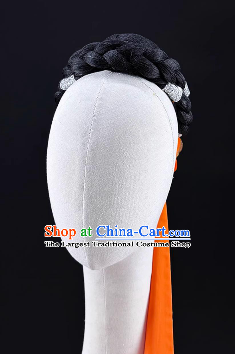 Female Group Dance Headwear Flower Falling Beauty Dance Headdress Ethnic Stage Performance Wig Headpiece