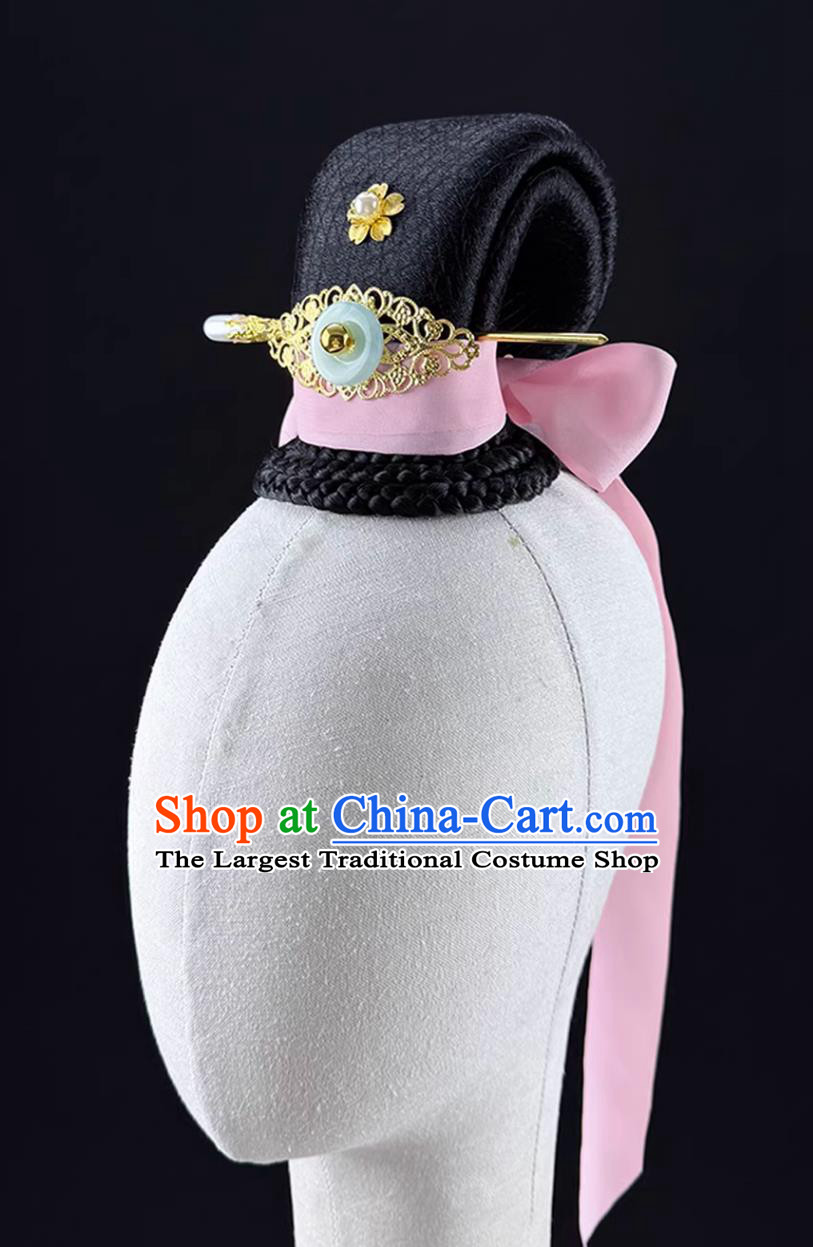 Chinese Classical Dance Ink Charm Dance Headdress Solo Stage Performance Headwear Ancient Hanfu Wig Headpiece