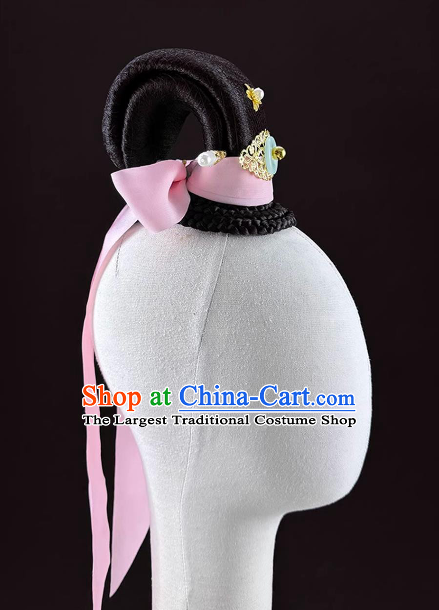 Chinese Classical Dance Ink Charm Dance Headdress Solo Stage Performance Headwear Ancient Hanfu Wig Headpiece
