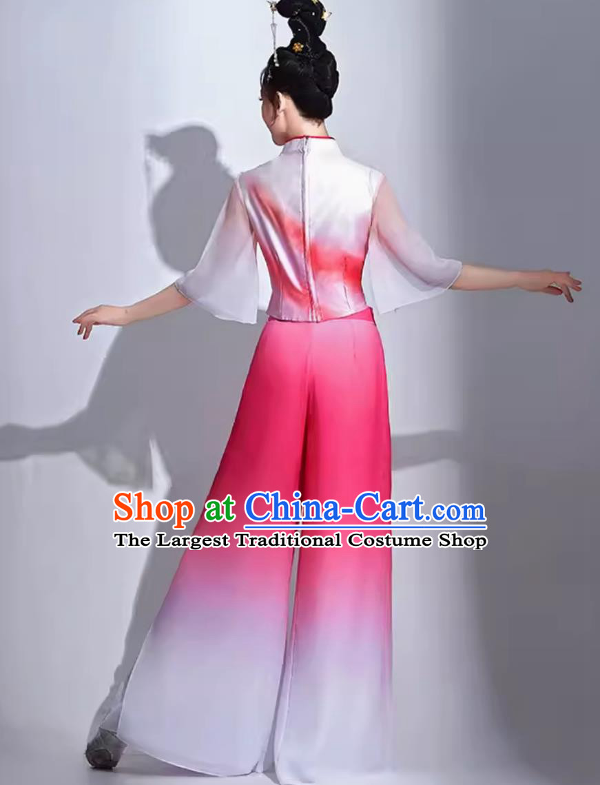 Chinese Classical Dance Clothing Jiaozhou Yangko Performance Pink Outfit Women Group Dance Costume