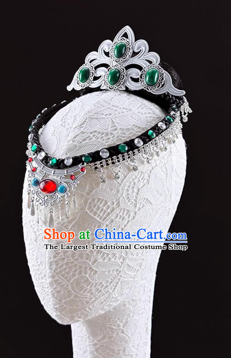 Green Ethnic Minority Mongolian Dance Headdress Tao Li Cup Zhang Xinyan Same Style Performance Headpiece