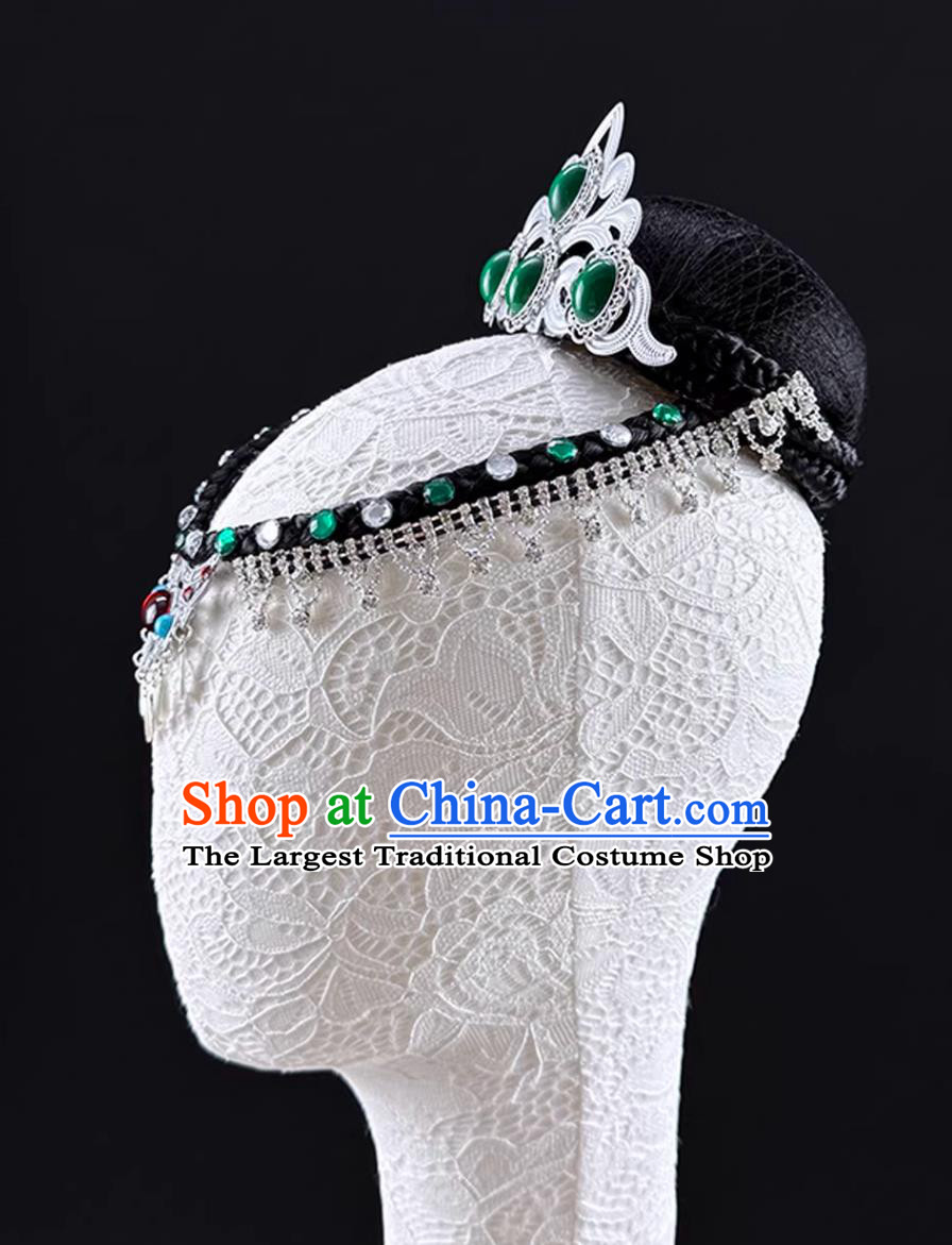 Green Ethnic Minority Mongolian Dance Headdress Tao Li Cup Zhang Xinyan Same Style Performance Headpiece
