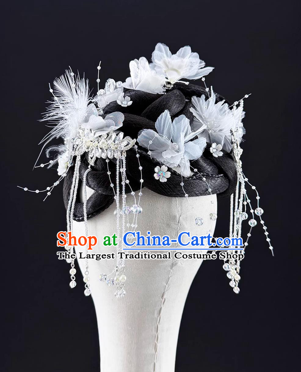 Classical Dance Nine Songs Headdress Chinese Stage Performance Show Wig Headpiece