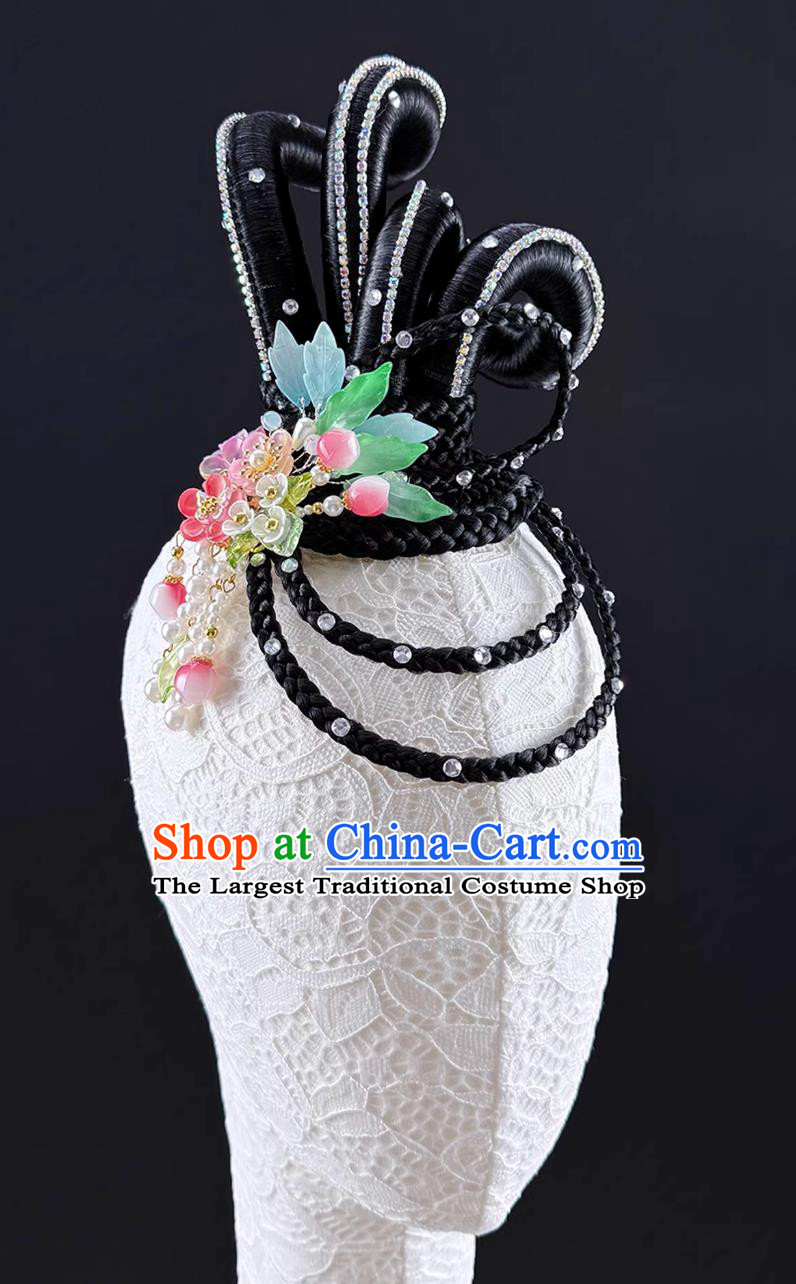 Chinese Classical Dance Repertoire Lotus Drum Headdress Solo Lotus Dance Stage Performance Wig