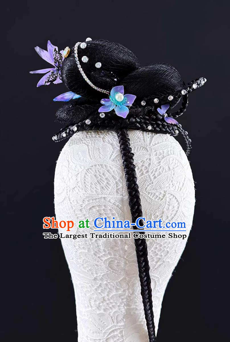 Handmade Solo Dance Stage Performance Wig Chinese Classical Dance Headdress