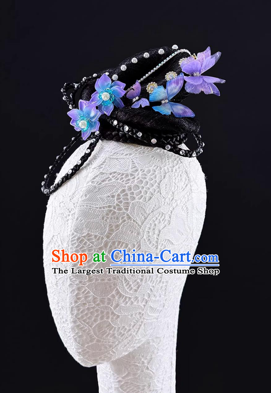 Handmade Solo Dance Stage Performance Wig Chinese Classical Dance Headdress
