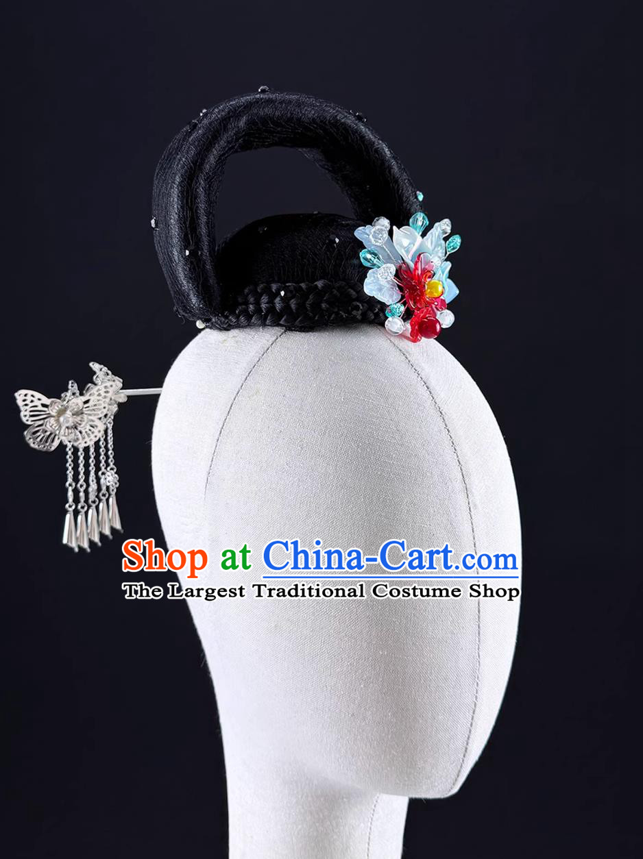 Classical Dance Headdress Jiaozhou Yangko Fan Dance Headpiece Stage Performance Show Headdress
