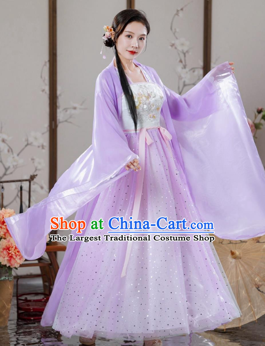 Purple Hanfu Ru Qun Women Chinese Traditional Clothing Ancient Fairy Costume