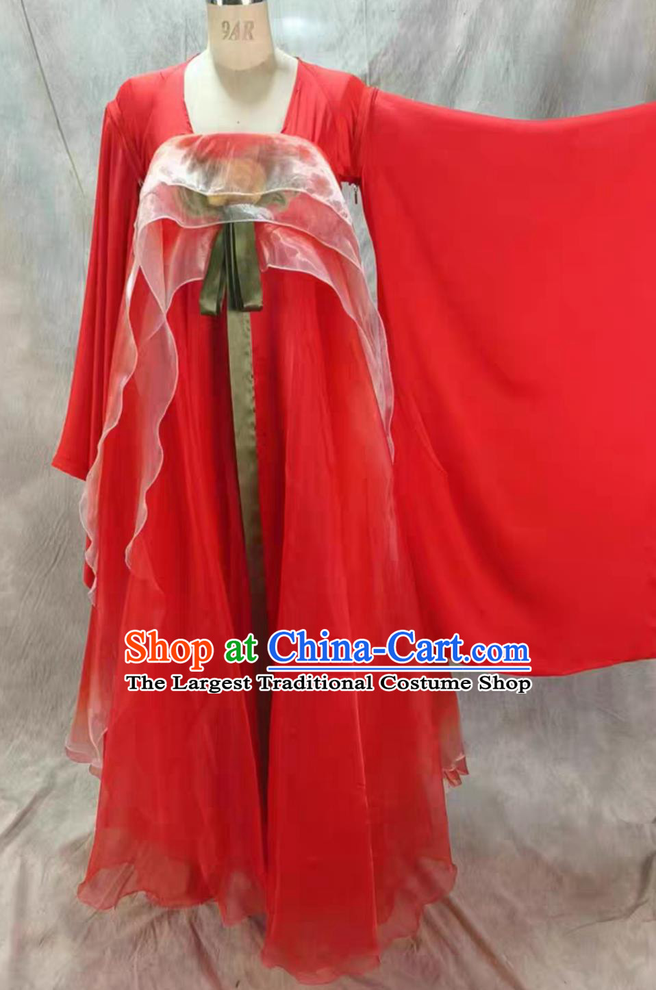 Hairpin Flower Scroll Dance Costume Red Hezi Dress Traditional Da Xiu Shan Hanfu Chinese Classical Dance Attire
