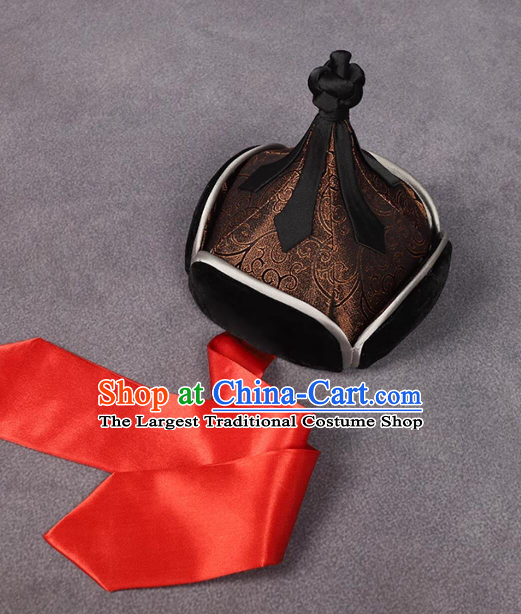 Mongolian Traditional Hat Male Prince Bokh Hat Wrestling Headwear Handmade Performance Brown Hat