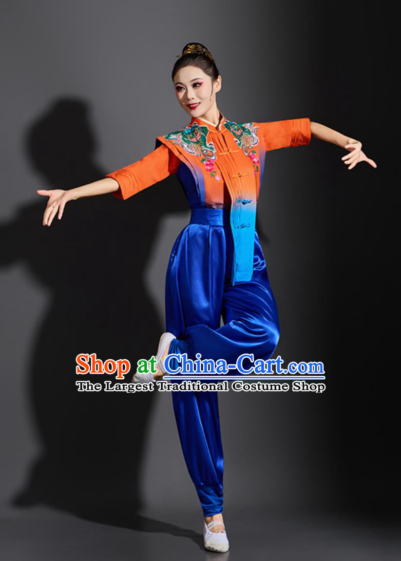 Chinese Yangko Dance Costume Women New Farmer Harvest Festival Straw Hat Dance Performance Outfit