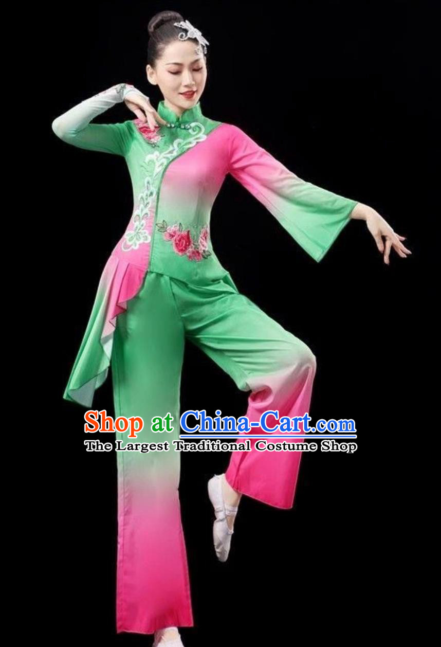 Women Yangge Dance Clothing Fan Performance Outfit Chinese Jiaozhou Yangko Costume