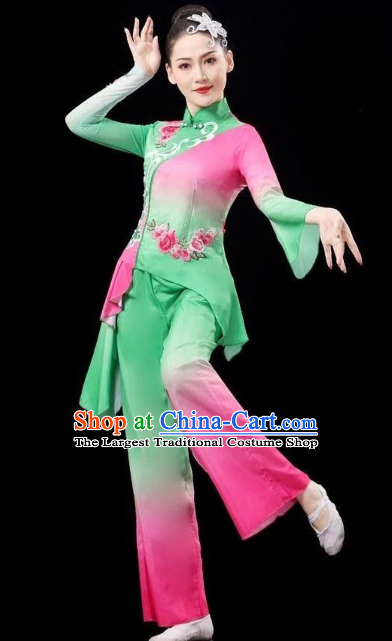 Women Yangge Dance Clothing Fan Performance Outfit Chinese Jiaozhou Yangko Costume