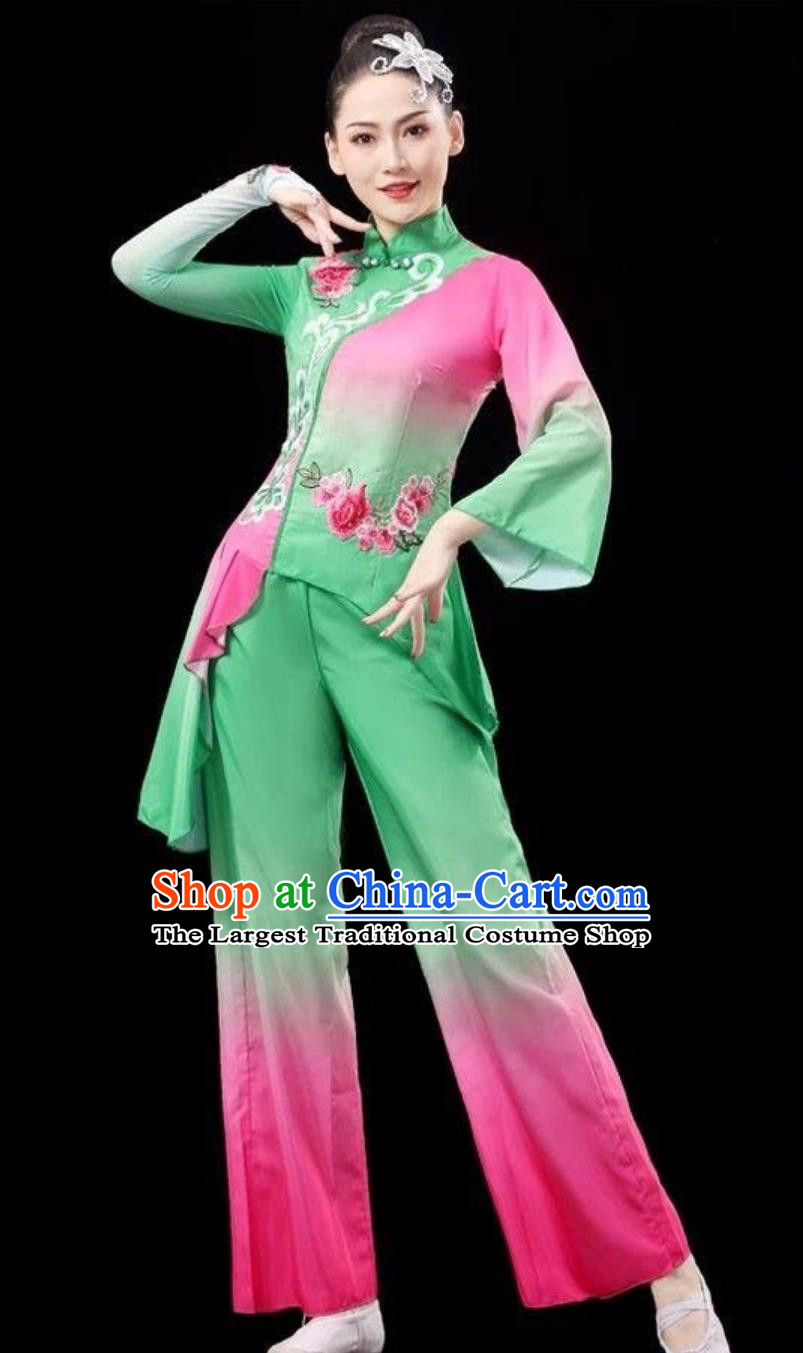 Women Yangge Dance Clothing Fan Performance Outfit Chinese Jiaozhou Yangko Costume