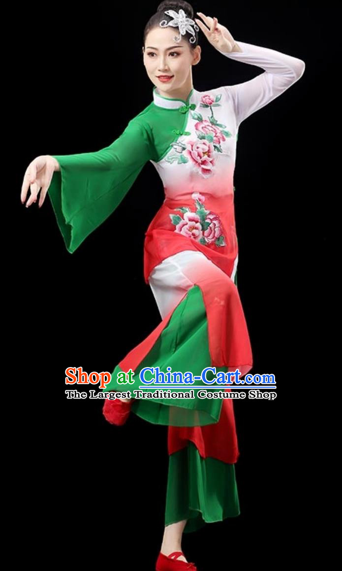 Classic Dance Performance Costume Women Elegant Chinese Group Waist Drum Dance Clothing Umbrella Dance Outfit