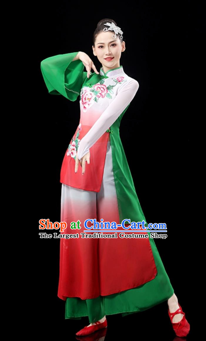 Classic Dance Performance Costume Women Elegant Chinese Group Waist Drum Dance Clothing Umbrella Dance Outfit