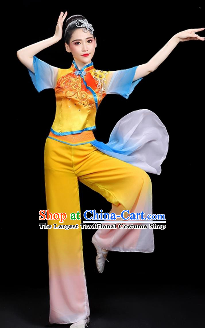 Chinese Classic Dance Costume Elegant Women Square Dance Clothing Fan Dance Performance Outfit