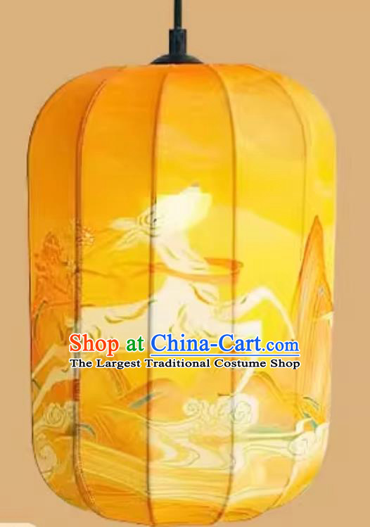 Waterproof Pendant Lantern Printed Elk Yellow Lamp Chinese Style Lantern