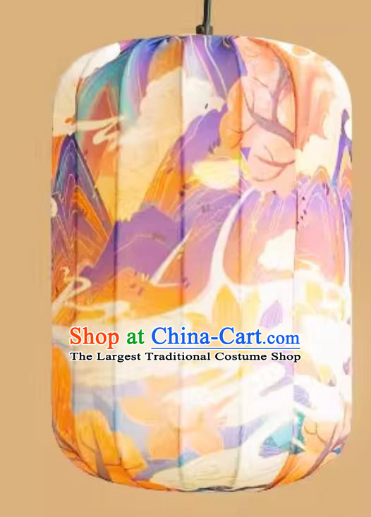 Chinese Style Lantern Waterproof Pendant Lantern Printed Autumn Forests and Mountains Lamp