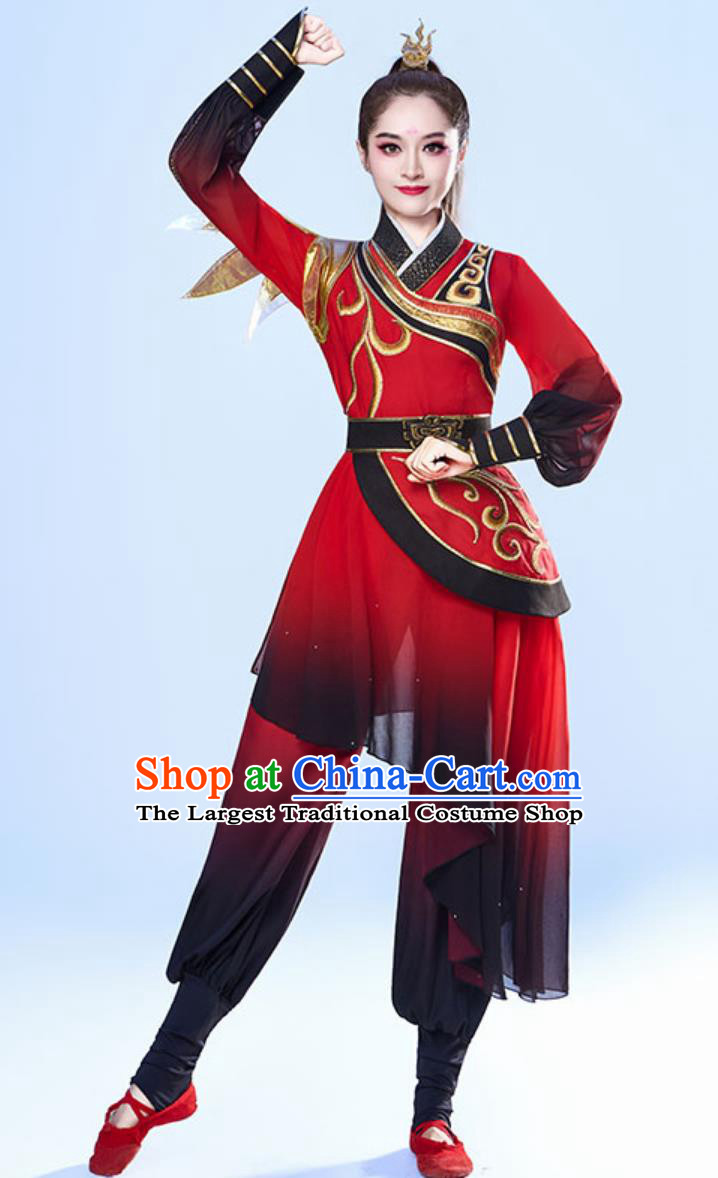 Chinese Style Drum Performance Costume Women Festive Powerful Folk Dance Outfit