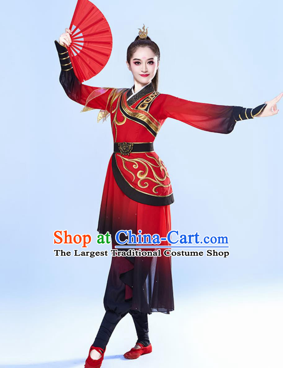 Chinese Style Drum Performance Costume Women Festive Powerful Folk Dance Outfit