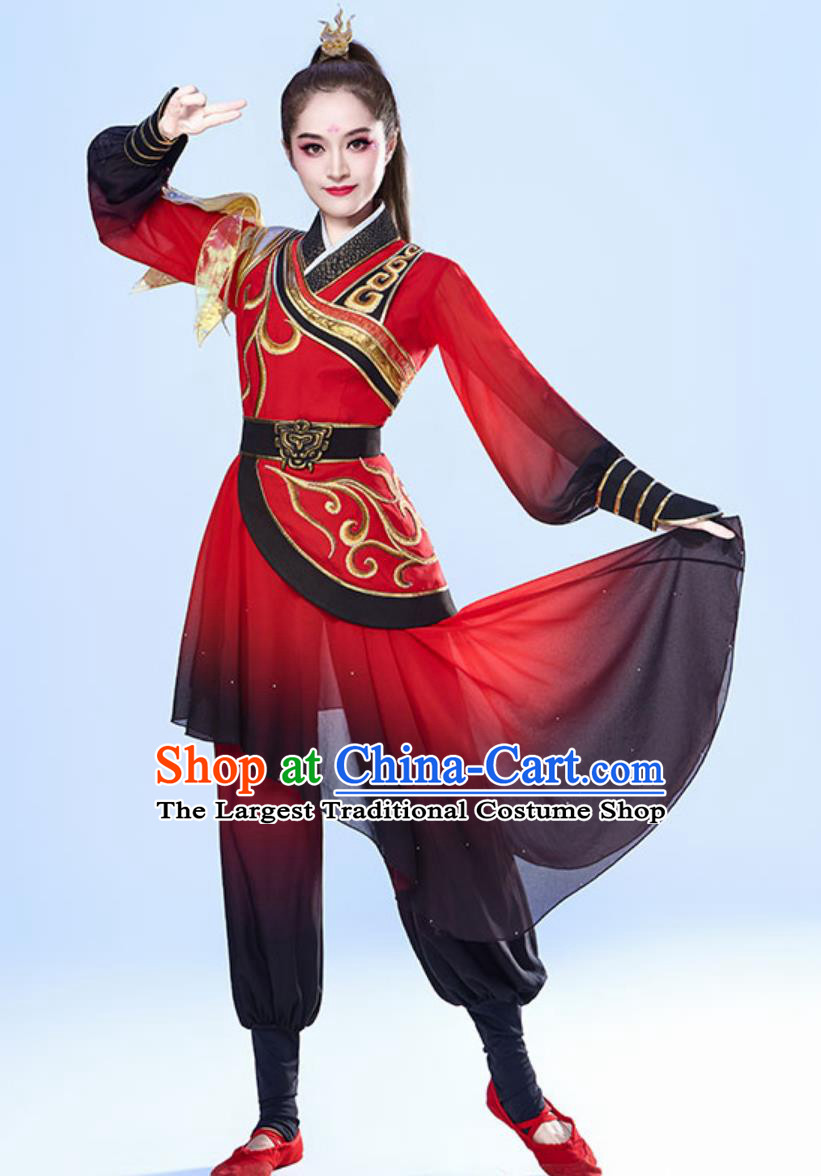 Chinese Style Drum Performance Costume Women Festive Powerful Folk Dance Outfit