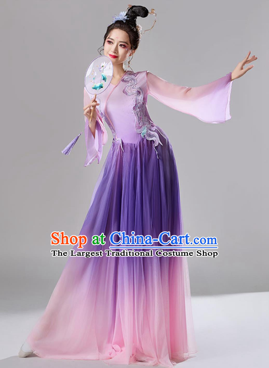 Classic Dance Performance Costume Women Elegant Chinese Ancient Style Purple Dance Dress