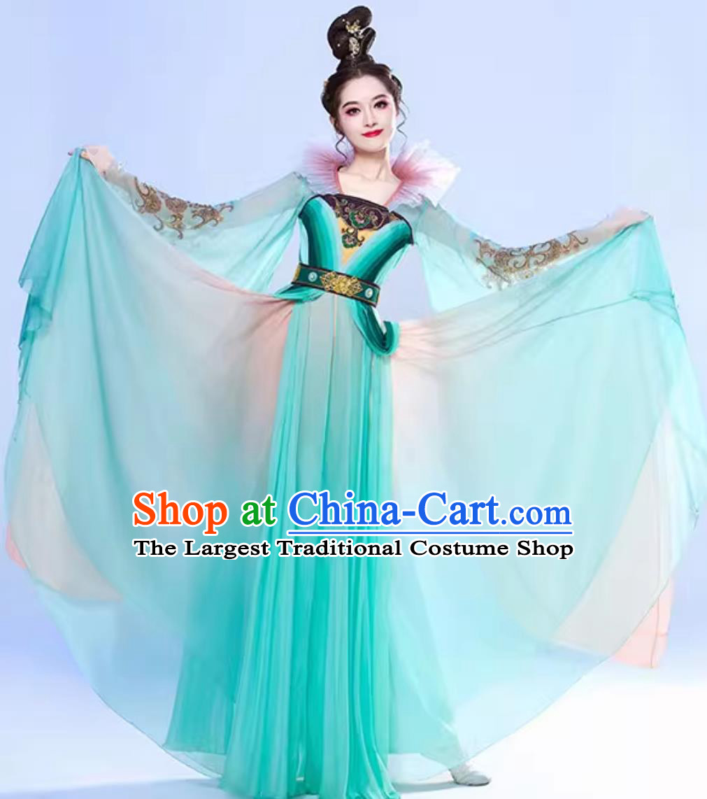 Chinese Hanfu Dance Green Dress Classic Dance Performance Costume Women Elegant Han Tang Fairy Ancient Clothing