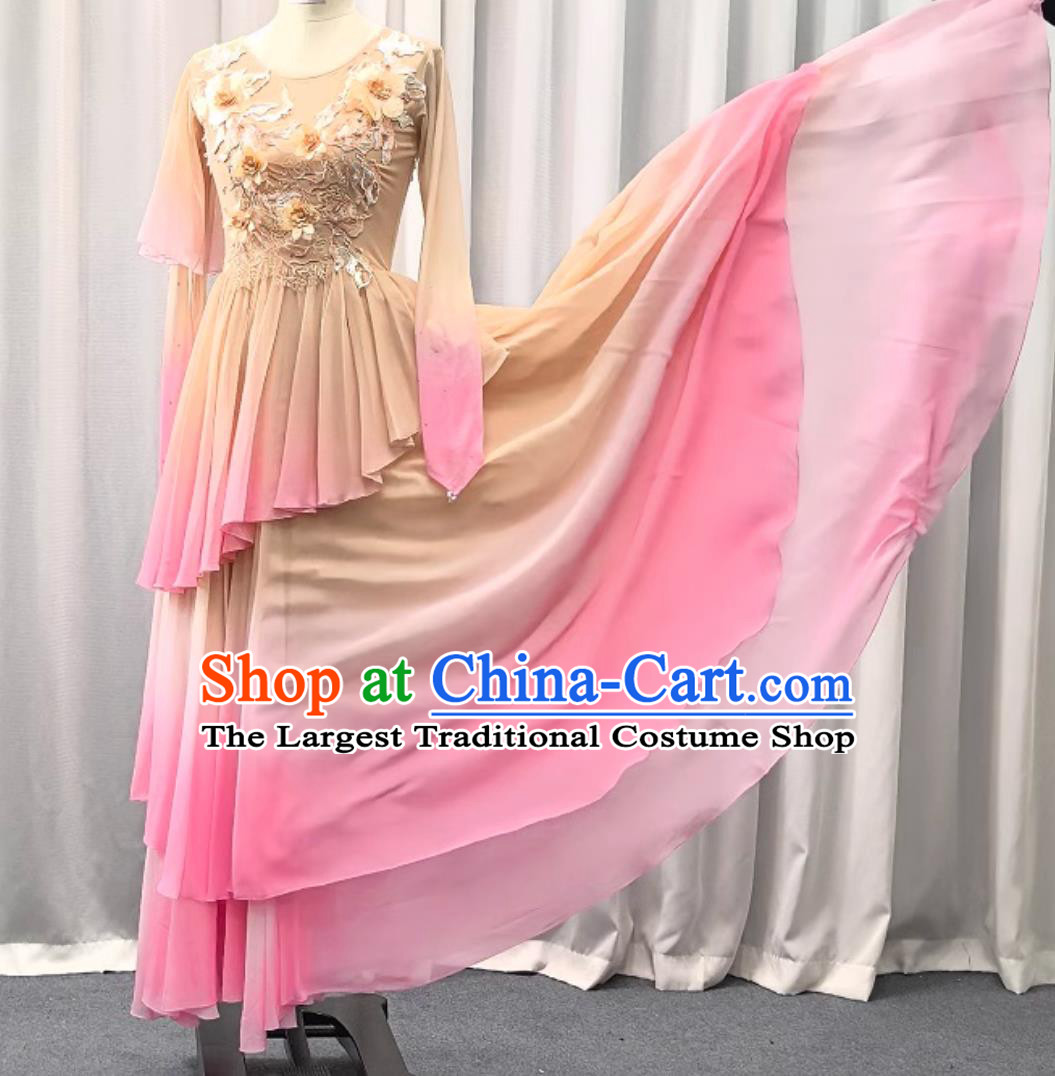 Chinese Classic Dance Performance Costume Women Pink Zui Qing Bo Dance Clothing Han Tang Dance Dress