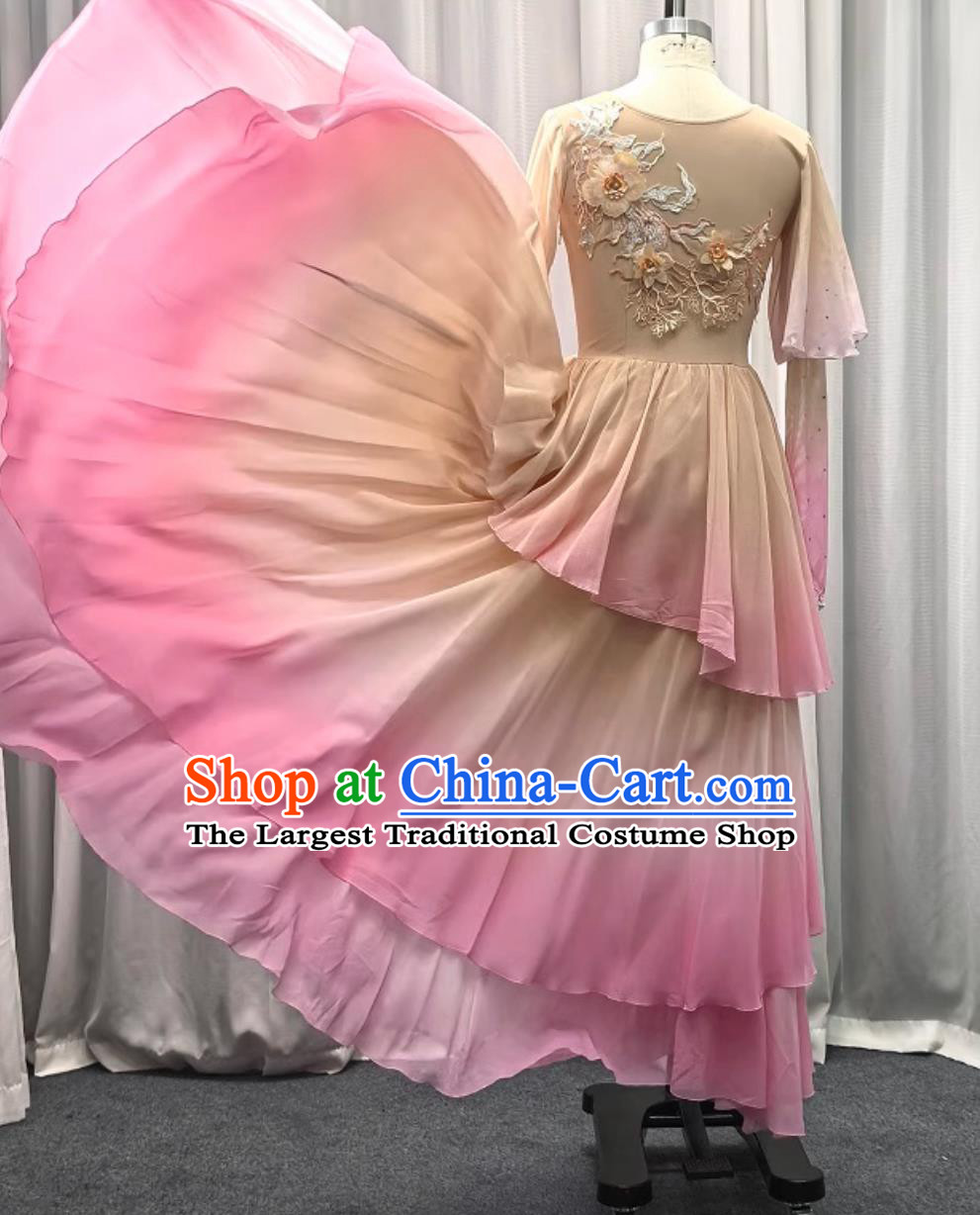 Chinese Classic Dance Performance Costume Women Pink Zui Qing Bo Dance Clothing Han Tang Dance Dress