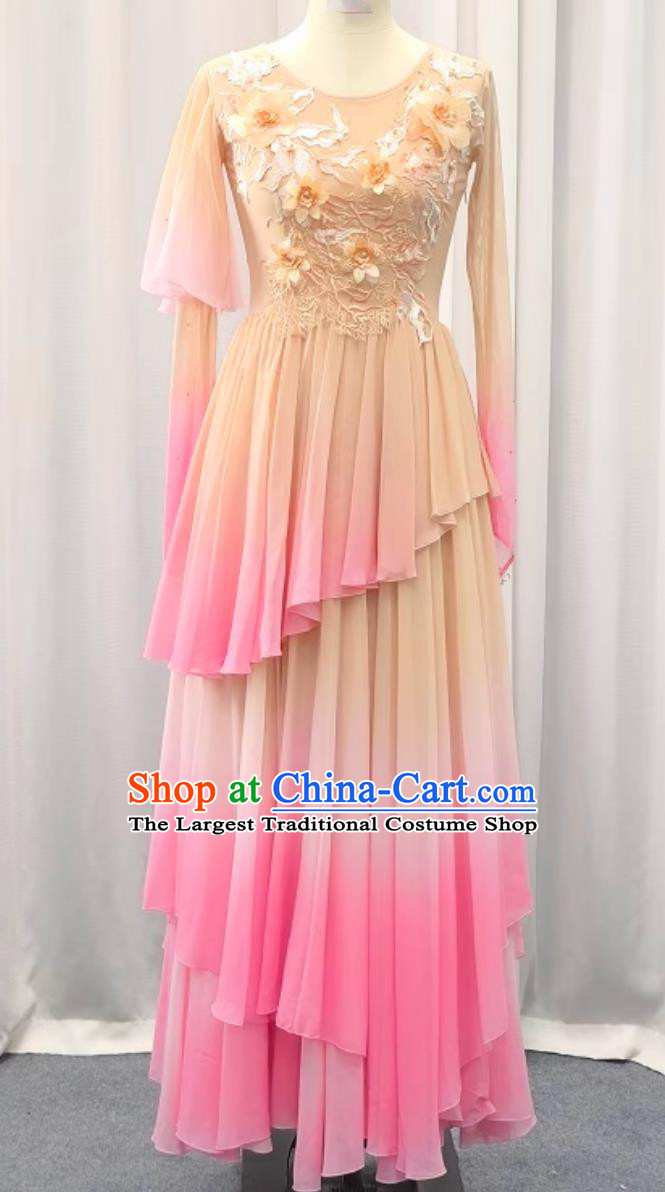 Chinese Classic Dance Performance Costume Women Pink Zui Qing Bo Dance Clothing Han Tang Dance Dress