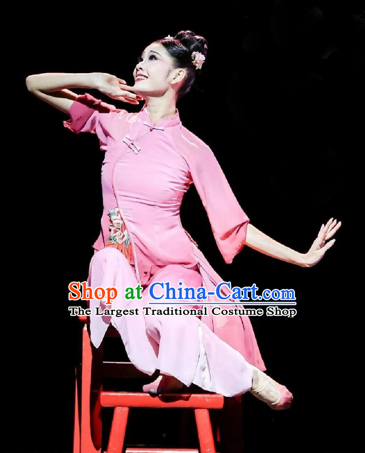 Women Elegant Fan Dance Yangko Clothing Chinese Yangge Dance Pink Outfit Classic Dance Fang Hua Costume