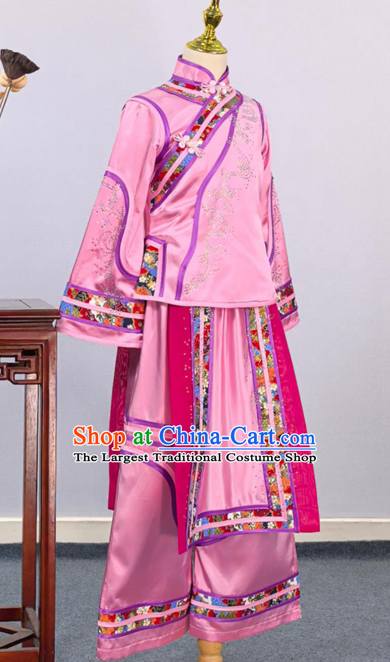 Children Classical Dance Costume My Fair Princess Performance Clothing Girls Qing Dynasty Pink Outfit