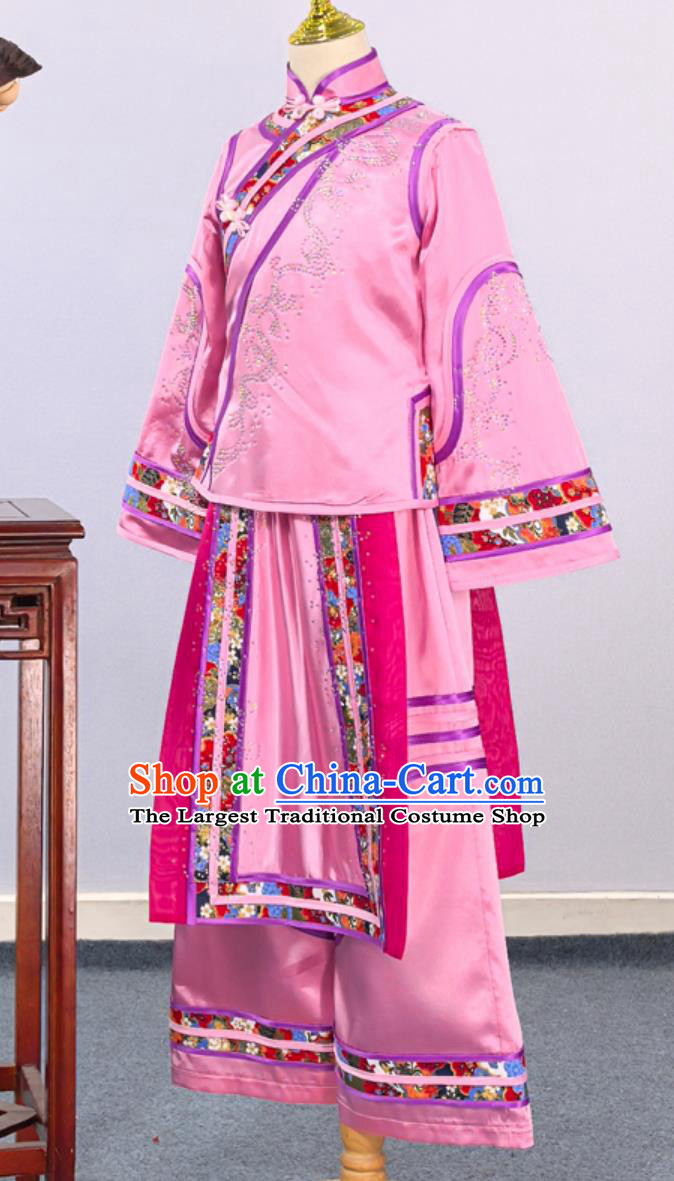 Children Classical Dance Costume My Fair Princess Performance Clothing Girls Qing Dynasty Pink Outfit