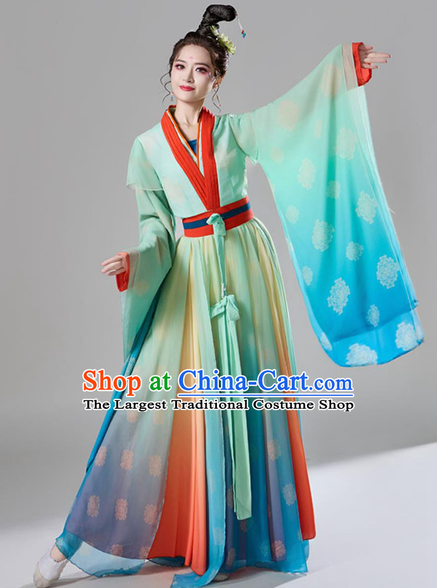 Han Tang Classic Dance Costume Women Elegant Performance Wide Sleeve Dress Ancient Chinese Hanfu