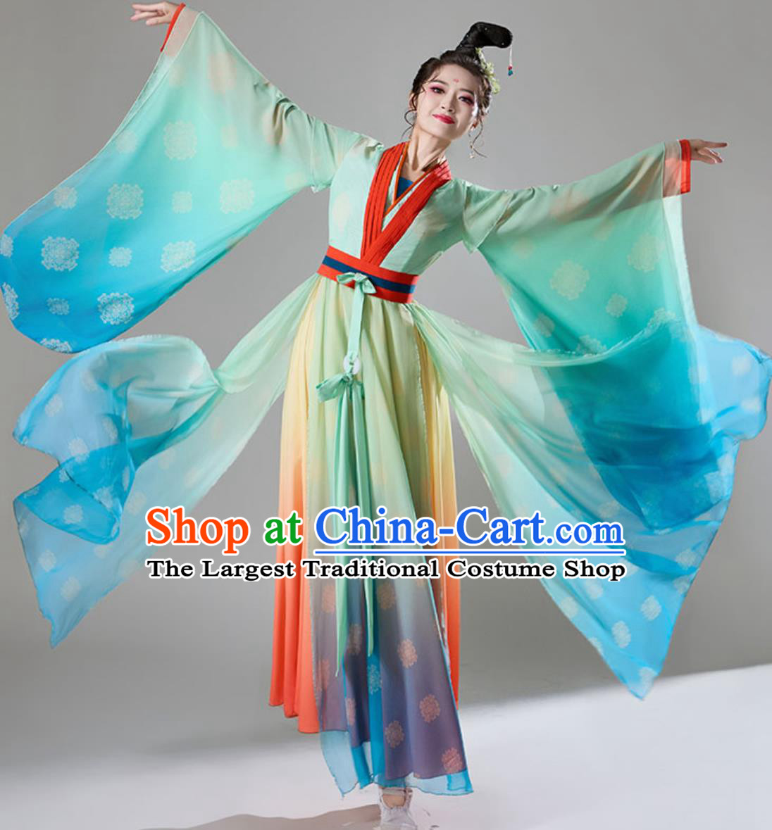 Han Tang Classic Dance Costume Women Elegant Performance Wide Sleeve Dress Ancient Chinese Hanfu