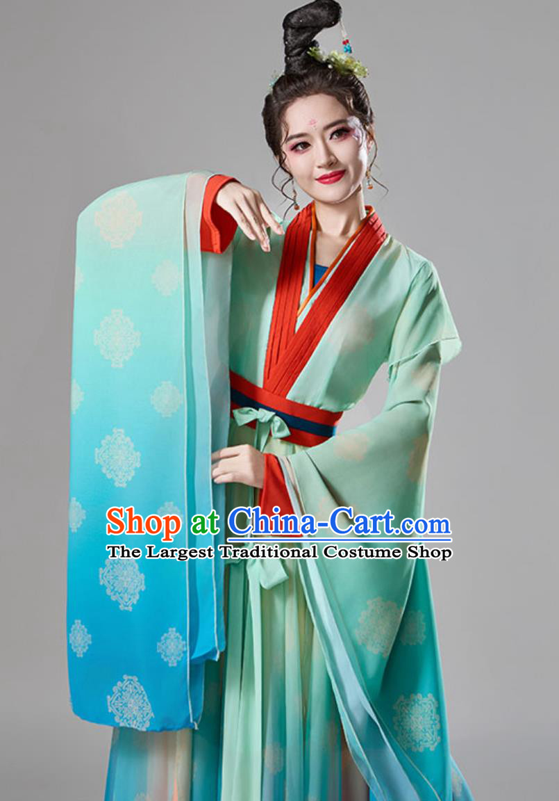 Han Tang Classic Dance Costume Women Elegant Performance Wide Sleeve Dress Ancient Chinese Hanfu
