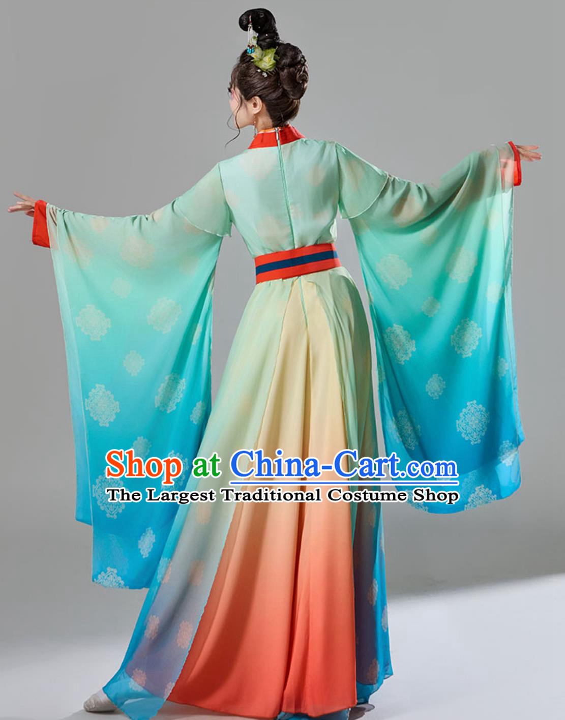 Han Tang Classic Dance Costume Women Elegant Performance Wide Sleeve Dress Ancient Chinese Hanfu