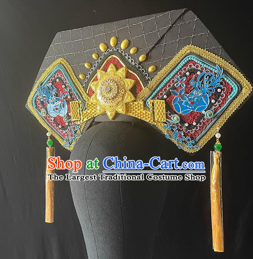 Consort Hua Winged Flag Headdress Chinese Qing Dynasty Court Headgear Manchu Empress Hat