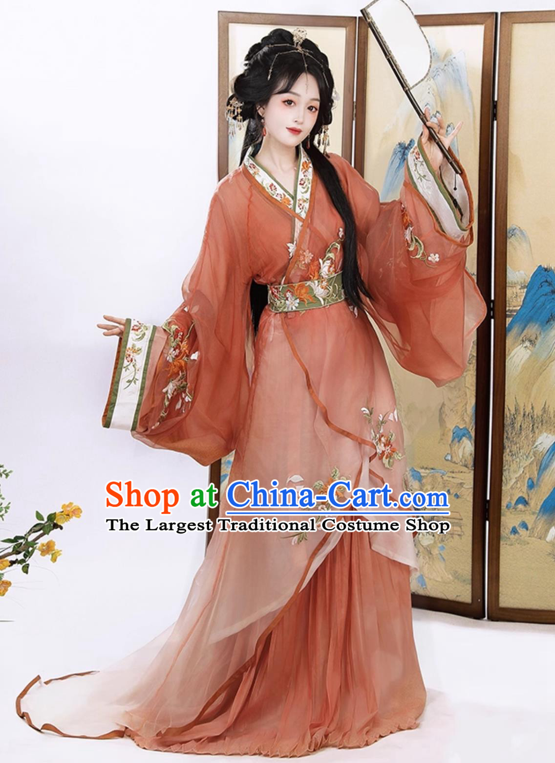 Hanfu Warring States Robe Ancient Chinese Costume Traditional Wide Sleeve Jiao Ling and Skirt