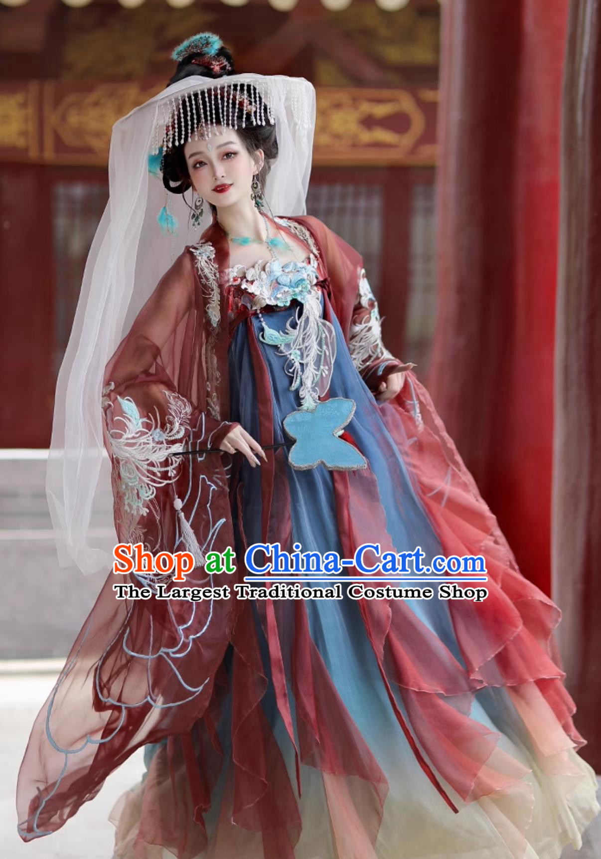 Traditional Chinese Tang Dynasty Hanfu Dresses Wide Sleeve Cape and Ruqun Complete Set