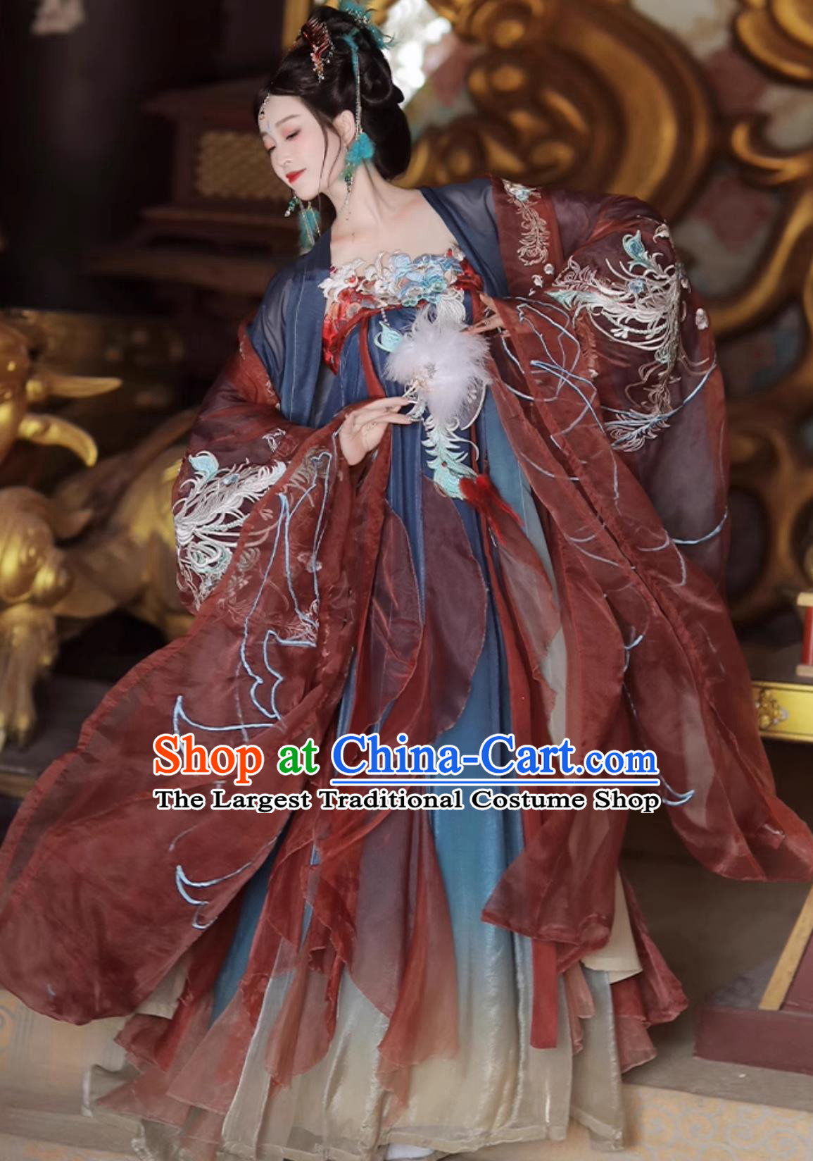 Traditional Chinese Tang Dynasty Hanfu Dresses Wide Sleeve Cape and Runqun Complete Set