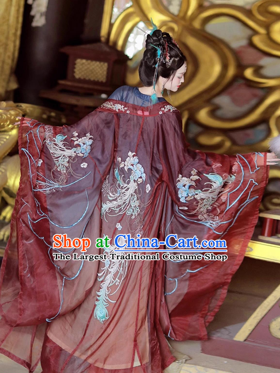 Traditional Chinese Tang Dynasty Hanfu Dresses Wide Sleeve Cape and Runqun Complete Set