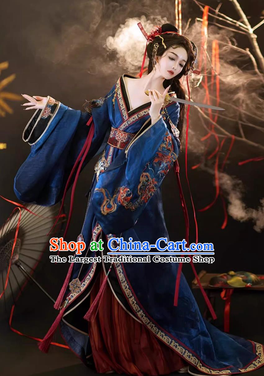 Chinese Wei Jin Southern And Northern Dynasties Immortal Cross Collar Costumes Hanfu Warring States Robe Traditional Clothing