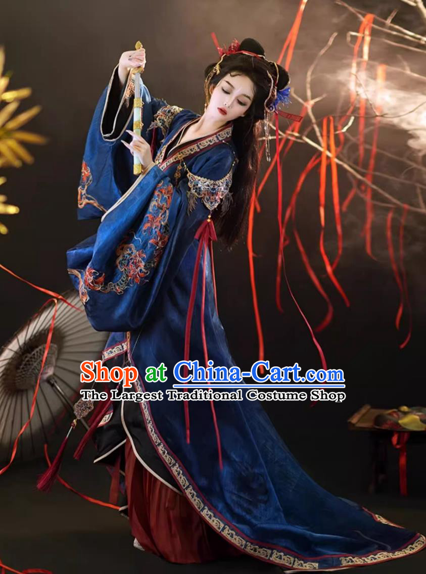 Chinese Wei Jin Southern And Northern Dynasties Immortal Cross Collar Costumes Hanfu Warring States Robe Traditional Clothing
