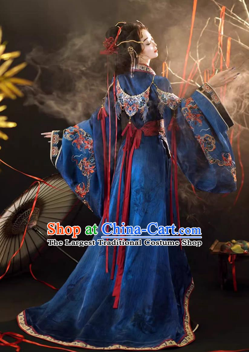 Chinese Wei Jin Southern And Northern Dynasties Immortal Cross Collar Costumes Hanfu Warring States Robe Traditional Clothing
